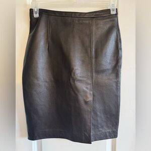MICHAEL Michael Kors Black 100%Leather Pencil Skirt